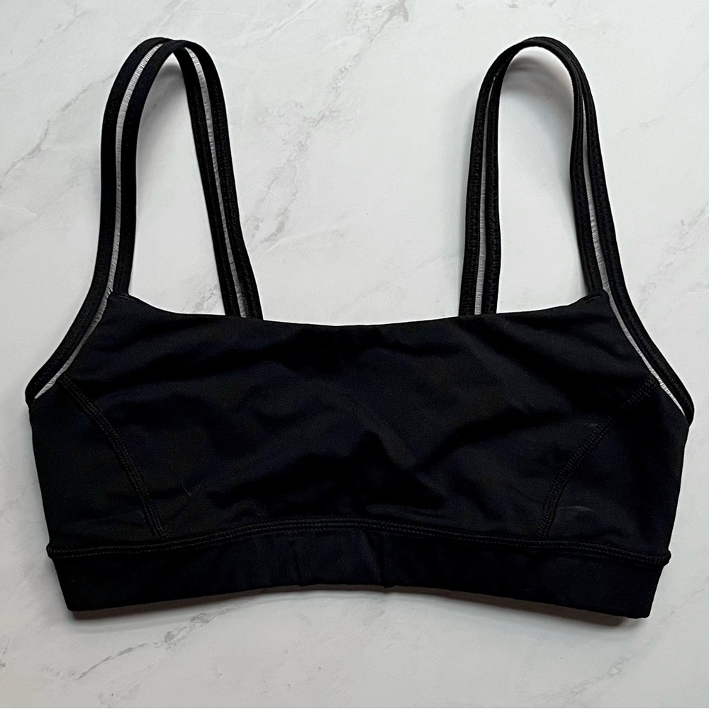 lululemon athletica • 4 • Black Square Neck Illusion Double Strap Sports Bra